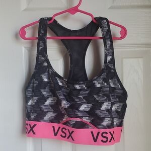 VSX Black and Pink Patterned Sports Bra
